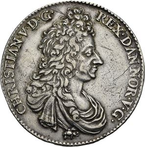 CHRISTIAN V 1670-1699. KONGSBERG. Speciedaler 1696. "Saadan Nordens…". S.16