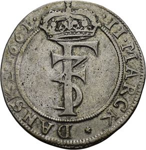 FREDERIK III 1648-1670. 2 mark 1661. S.28