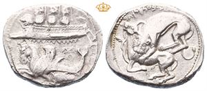 PHOENICIA, Byblos (Gebal). 'Ozba'al. Circa 400-365 BC. AR shekel or dishekel (13,25 g)