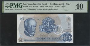 10 kroner 1972 QN0068567 Erstatningsseddel/replacement note