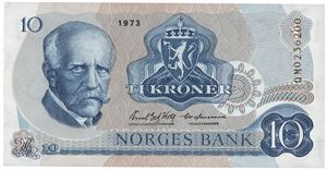 10 kroner 1973. QM0236200. Erstatningsseddel/replacement note