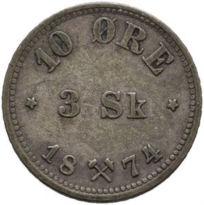 10 øre/3 skilling 1874