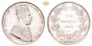 Carl XV. Kastepenning til kroningen 1860. Bergslien. Sølv. 30 mm. Kantskade/edge mark
