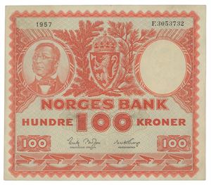 100 kroner 1957. F3053732