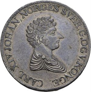 CARL XIV JOHAN 1818-1844. KONGSBERG. Speciedaler 1827/6. Liten kantskade/minor edge nick