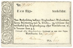 1 rigsbankdaler 7. januar 1814. No.791047b