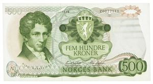 500 kroner 1978. Z0022111. Erstatningsseddel/replacement note