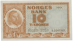 10 kroner 1954. A.2297225