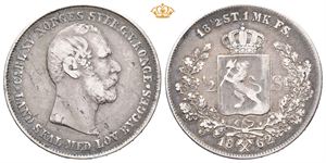 1/2 speciedaler 1862. Små blankettfeil/minor flan flaws