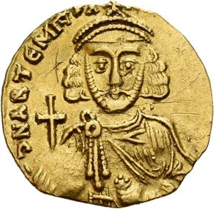 Anastasius II, Artemius 713-715, tremissis, Constantinople (1,36 g). R: Kors