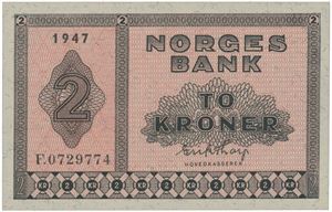 2 kroner 1947. F.0729774.