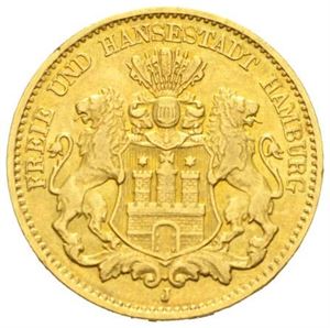 Hamburg, 10 mark 1877 J