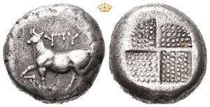 THRACE, Byzantion. Circa 387-340 BC. AR tetradrachm (14,41 g)