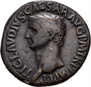 Claudius 41-54, Æ as, Roma 42 e.Kr. R: Minerva gående mot høyre