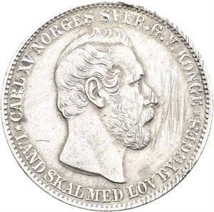 CARL XV 1859-1872 24 skilling 1865. Riper på advers/scratches on obverse