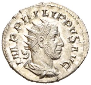 PHILIP I 244-249, antoninian, Roma 248 e.Kr. R: Tranquillitas stående mot venstre