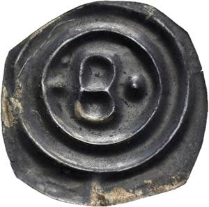 SVERRE SIGURDSSON. 1177-1202 Brakteat med bokstaven B (0,05 g)