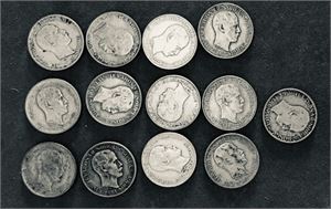 Lot 13 stk. 50 øre 1919 (2), 1912, 1915, 1916, 1918 (6) og 1919