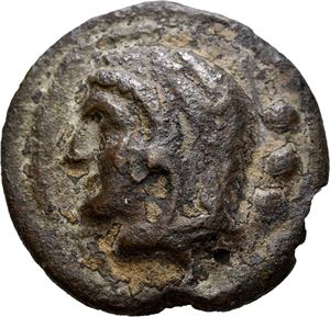Anonymous. Circa 225-217 BC. Æ Aes Grave Quadrans, (40 mm, 62,43 g). Rome mint. Head of Hercules left, wearing lion skin; ••• (mark of value) to right; all on a raised disk / Prow of galley right; ••• (mark of value) below; all on a raised disk. Usual corrosion and roughness. Edge filing. Dark brown patina.