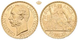 Christian IX, 10 daler/50 francs 1904. (16,05 g)