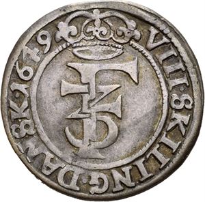 FREDERIK III 1648-1670, CHRISTIANIA, 8 skilling 1649. S.32