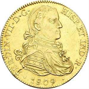 Ferdinand VII, 8 escudos 1809. Pregesprekk/striking crack