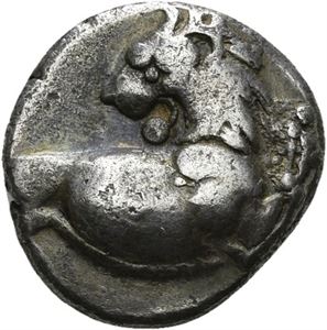 THRAKIA, Cherronesos, 400-350 f.Kr., hemidrachme (2,34 g). Forpart av løve mot høyre/inkus firkant