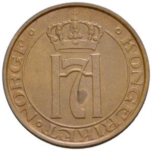 5 øre 1938. Flekk på advers/spot on obverse.