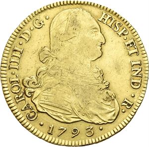 Carl IV, 8 escudos 1793. Popayan