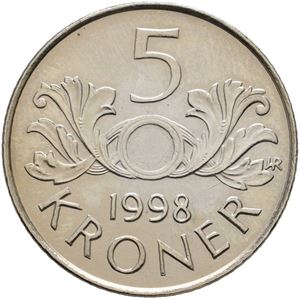 5 krone 1998 uten hull