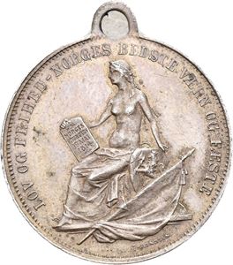 1894. Kvinne med grunnloven. Sølv