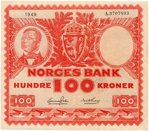 100 kroner 1949. A3707893