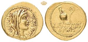 C. Cassius Longinus and P. Cornelius Lentulus Spinther. 42 BC. AV aureus (21,5 mm; 7,94 g)