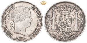 Isabella II, 2 escudos 1868. Madrid