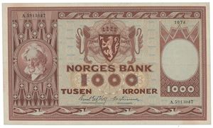 1000 kroner 1974. A.5913047.