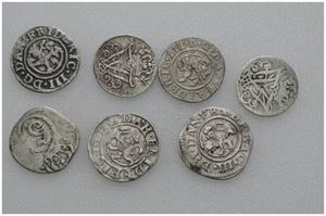 Lot 7 stk. 2 skilling 1655, 1660, 1661, 1669, 1685, 1703 og 1710