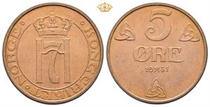 5 øre 1931. Prakteksemplar/choice