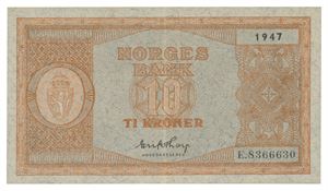 Norway. 10 kroner 1947. E8366630