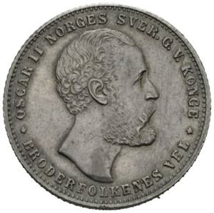 1/2 speciedaler 1873. Riper på advers/scratches on obverse