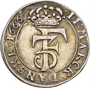 FREDERIK III 1648-1670. 2 mark 1666. S.104