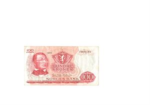 100 kroner 1970. Z5096183. Erstatningsseddel/replacement note