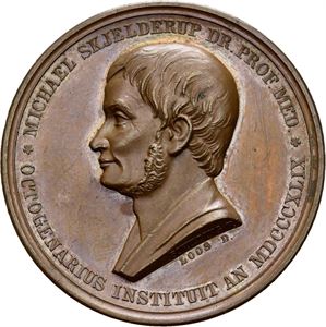 Skjelderups gullmedalje for medisinsk forskning 1849. Schilling. Bronse. 35 mm