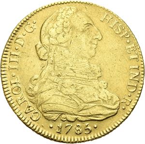 Carl III, 8 escudos 1785. Santiago