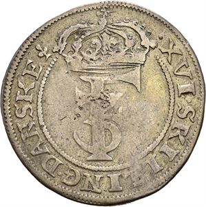 FREDERIK III 1648-1670, CHRISTIANIA, 1 mark u.år/n.d. (1663?). R. S.21