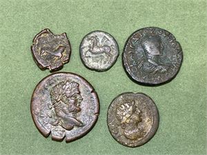 Lot of 5 roman provincial bronze coins. Various denominations.