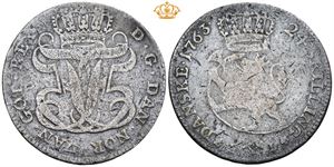 24 skilling 1763. Samtidig forfalskning.