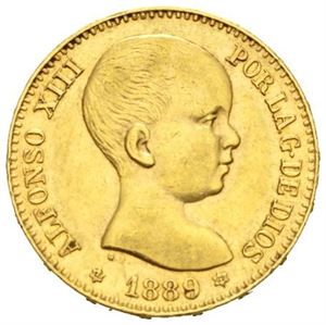 Alfonso XIII, 20 pesetas 1889