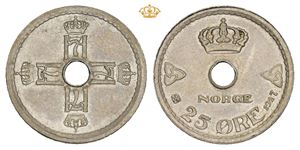 25 øre 1927, med hull