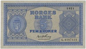 5 kroner 1951. G.4387131.