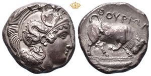 LUCANIA, Thourioi. Circa 350-300 BC. AR double nomos (15,18 g)